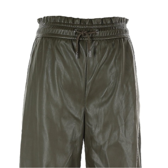 Suncoo Paris Pantalon Jimbo T4 XL Faux Leather Wide Leg Cropped Pants NWT Green - Picture 3 of 10